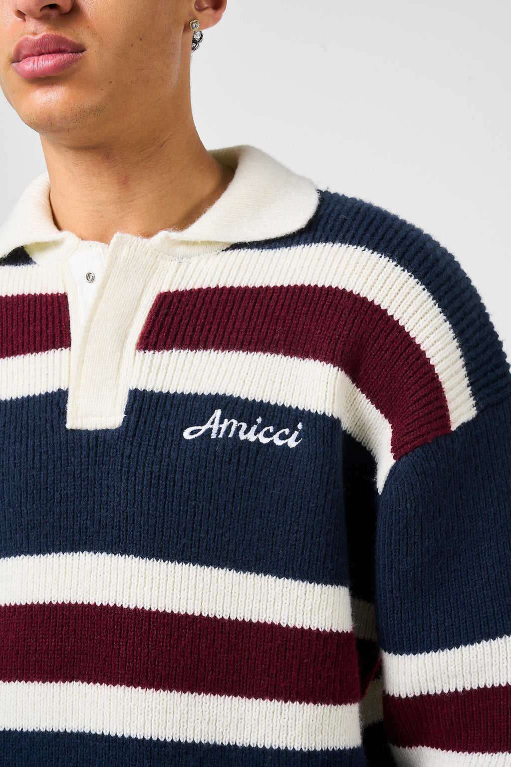 Awing Striped Knitted Sweatshirt