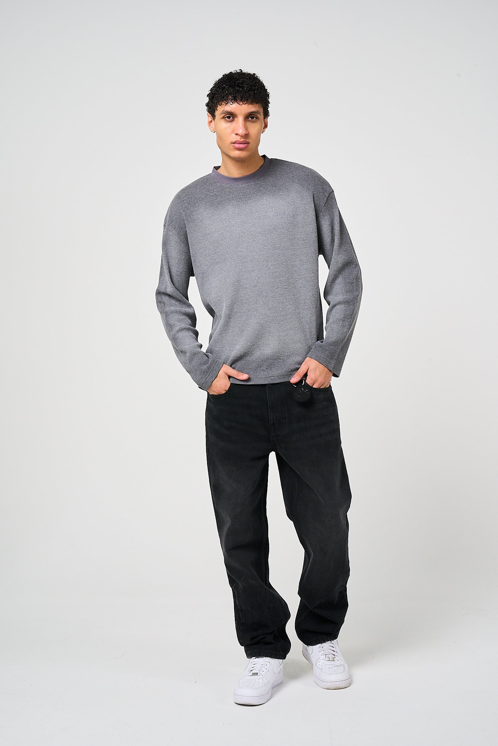 Pandan Grey Waffle Long Sleeve T Shirt