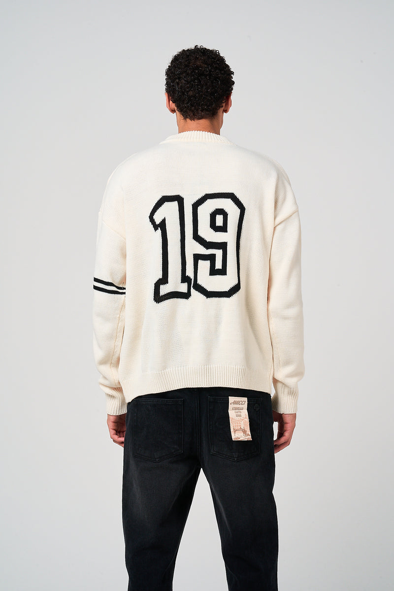 Nantes Long Sleeve White Knitted T Shirt