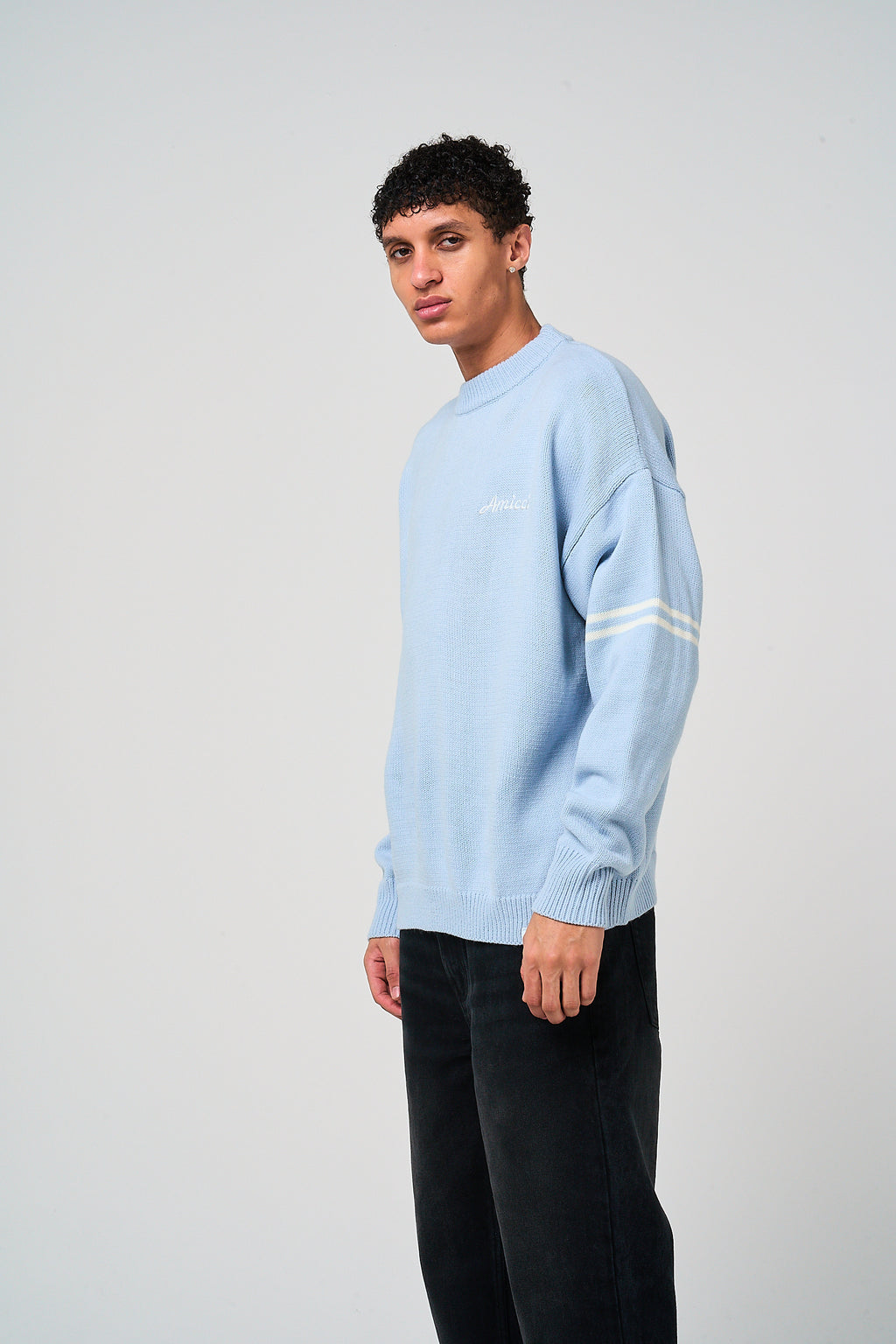 Nantes Long Sleeve Blue Knitted T Shirt