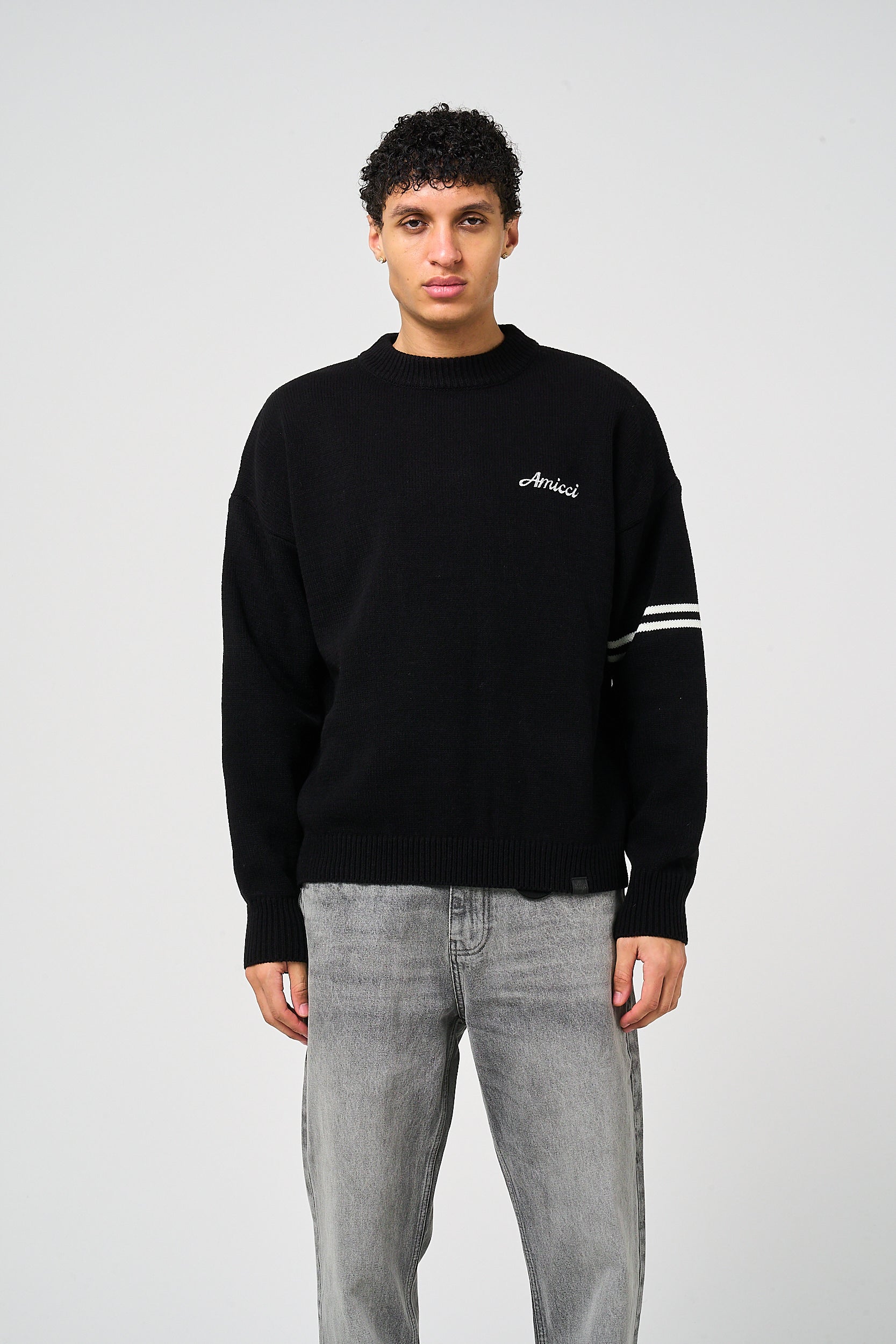 Nantes Long Sleeve Black Knitted T Shirt