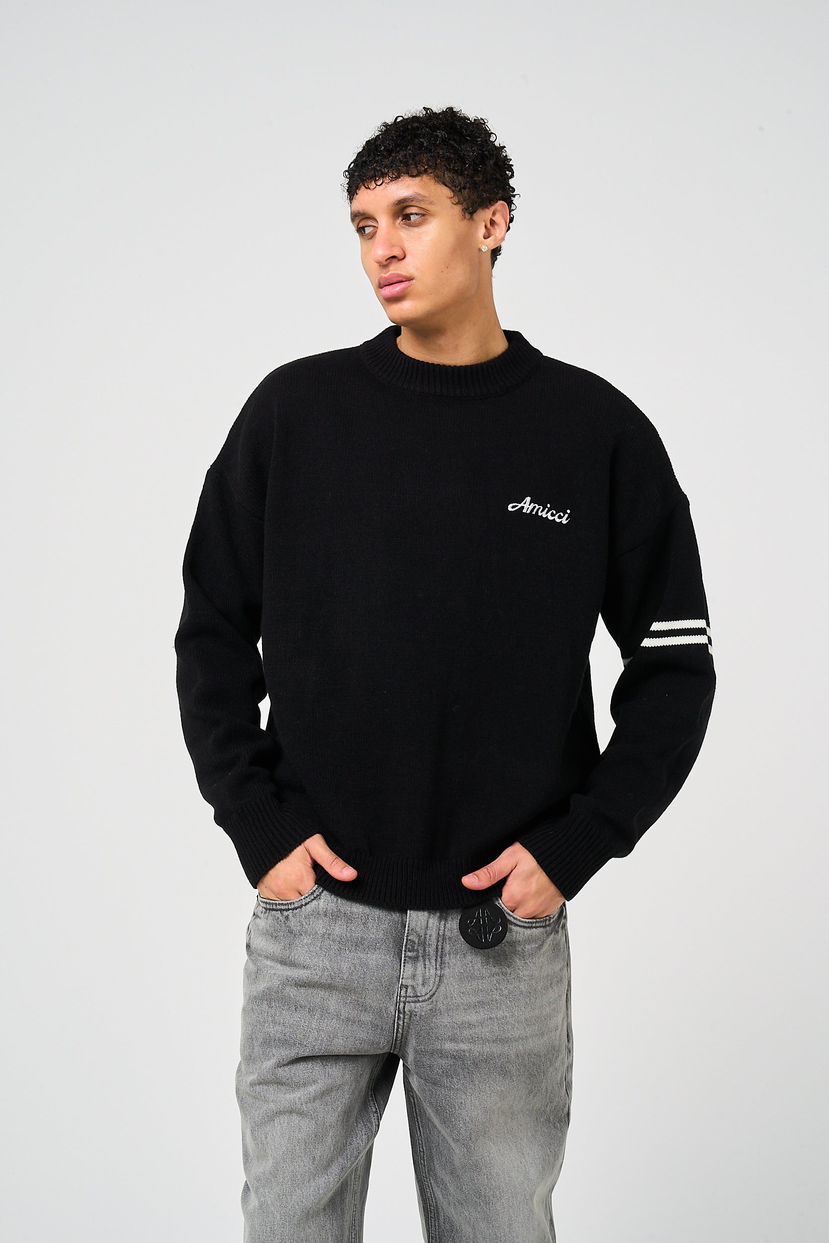 Nantes Long Sleeve Black Knitted T Shirt
