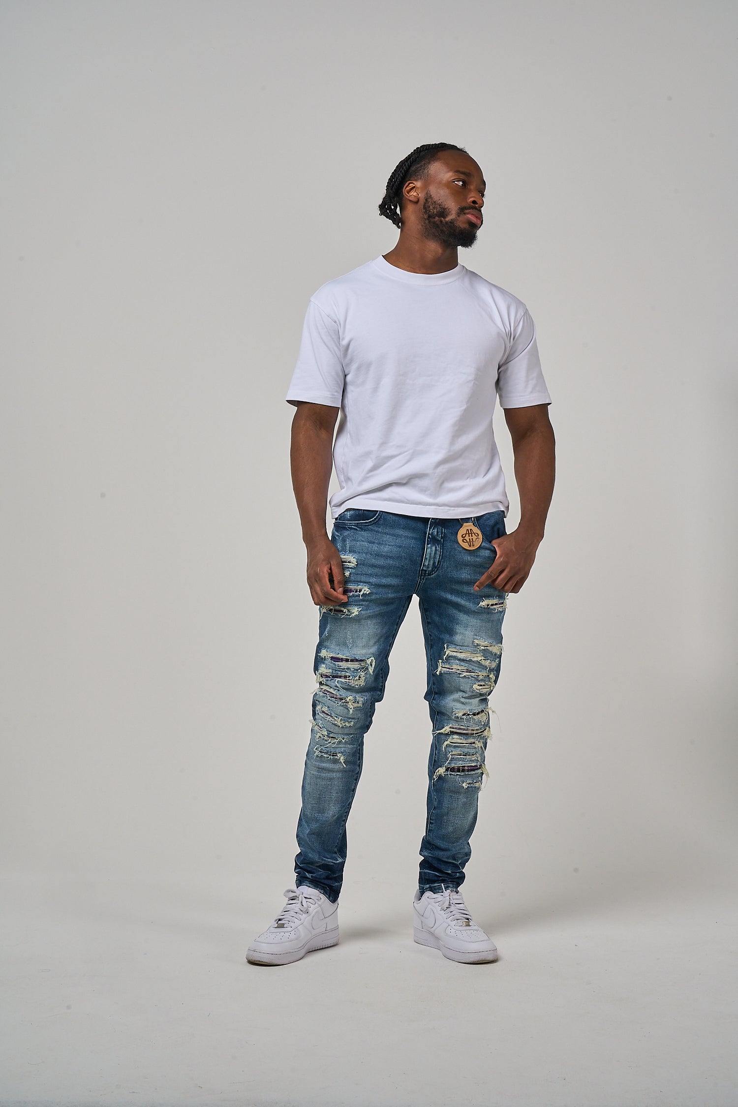 Belvedere Heavy Ripped Middenblauwe Skinny Jeans
