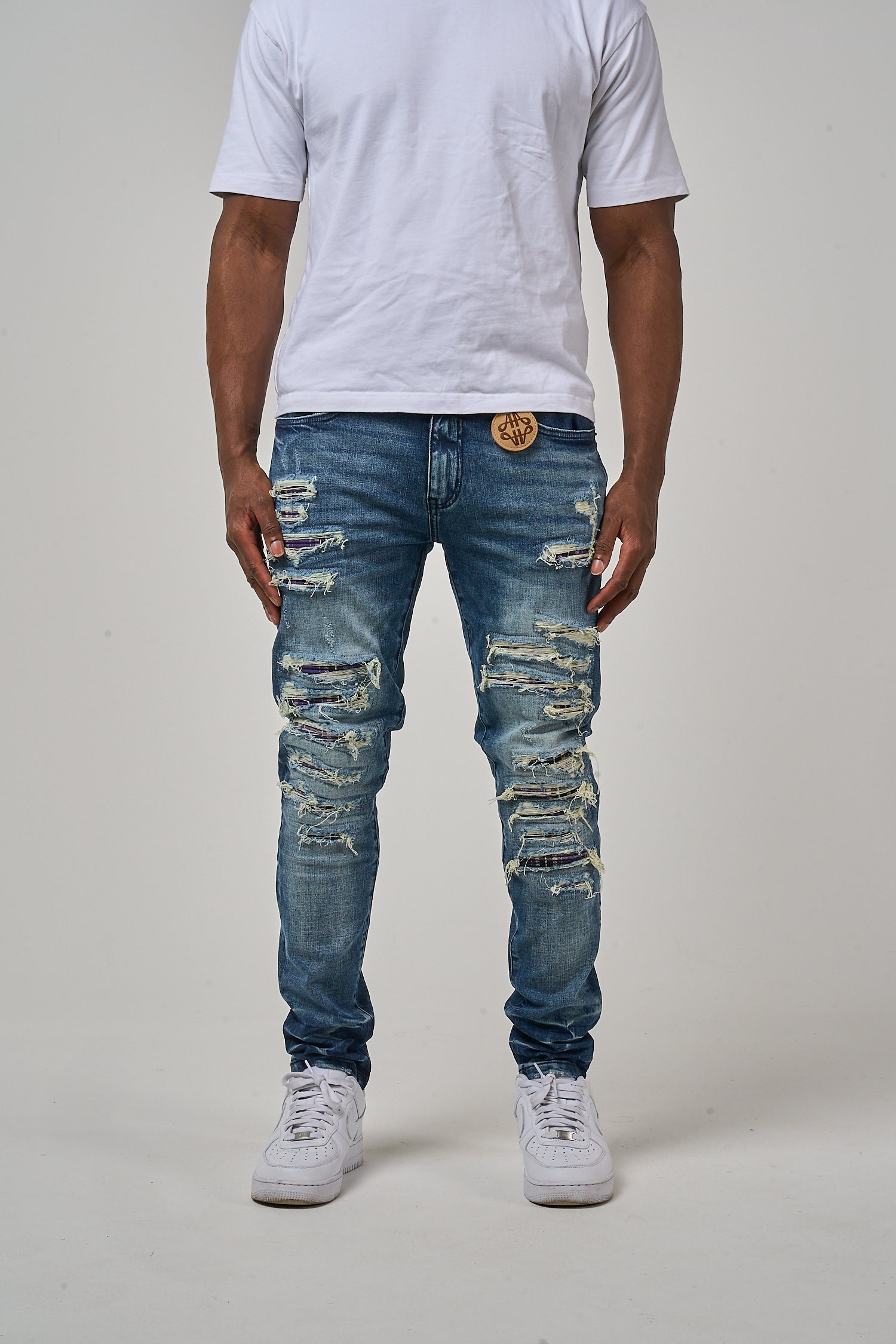 Belvedere Heavy Ripped Middenblauwe Skinny Jeans