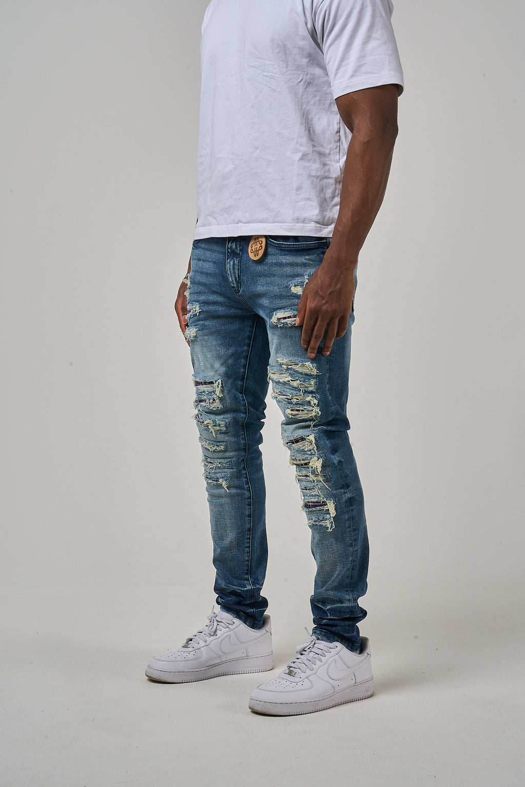 Belvedere Heavy Ripped Middenblauwe Skinny Jeans