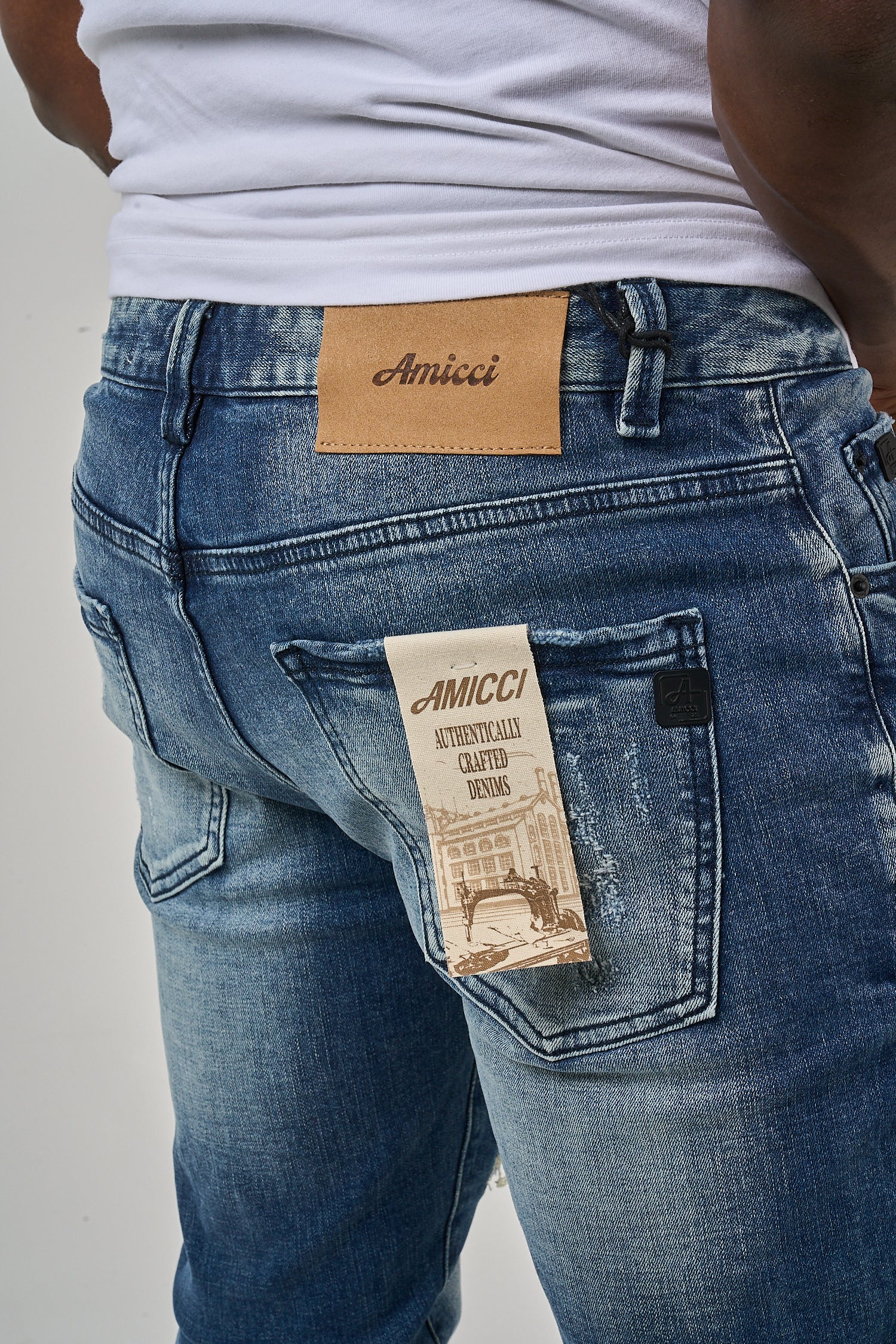 Belvedere Heavy Ripped Middenblauwe Skinny Jeans