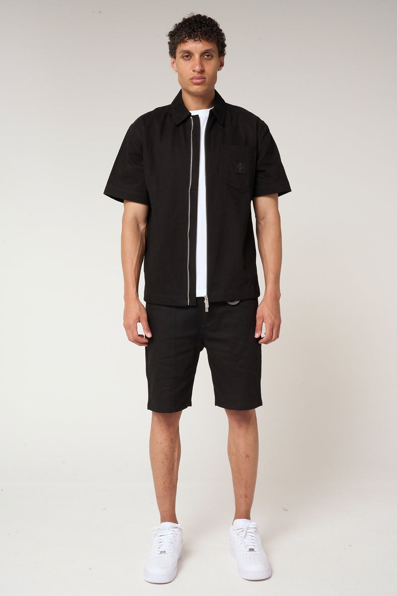 Ornell Cotton Twill Overshirt Black