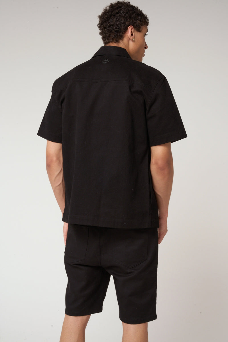 Ornell Cotton Twill Overshirt Black