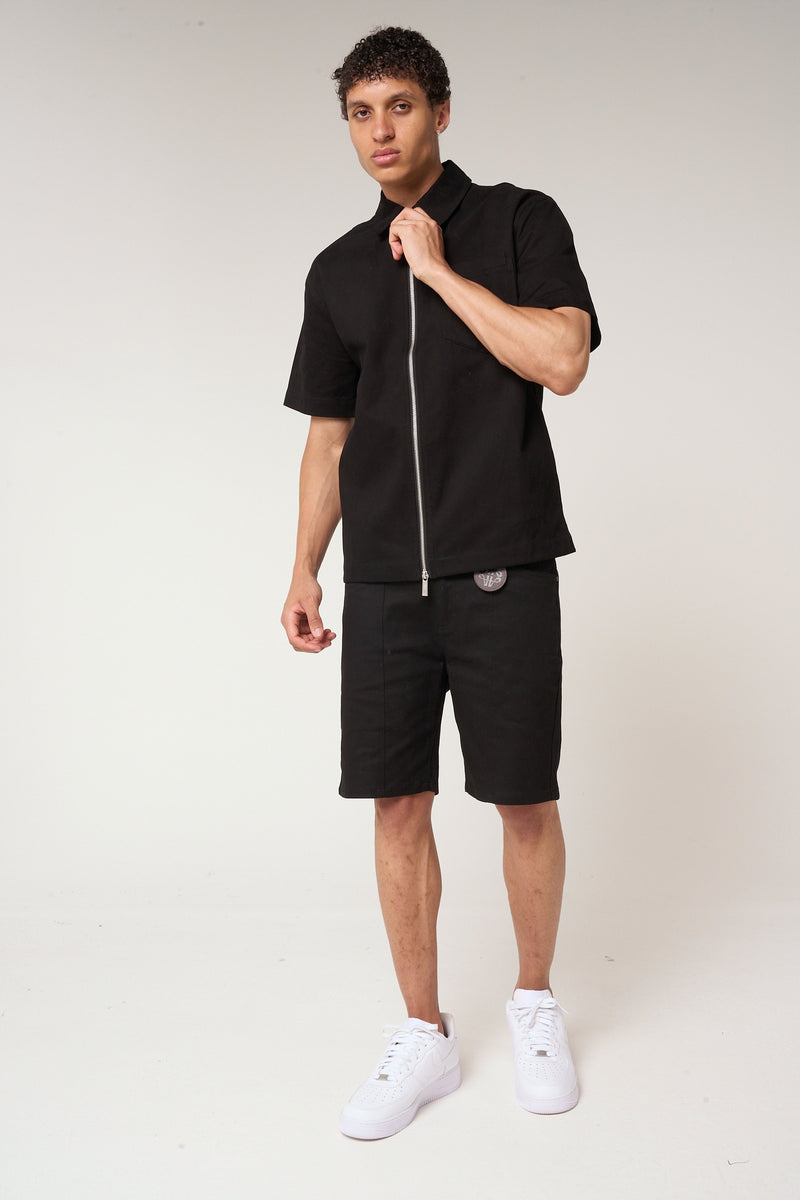 Ornell Cotton Twill Overshirt Black
