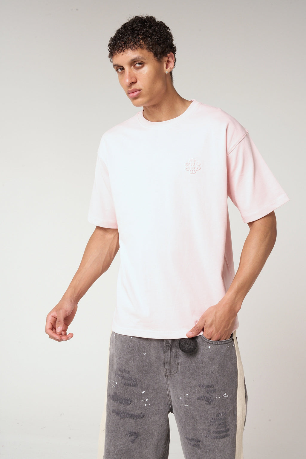 Karim Embossed Logo T Shirt Pink