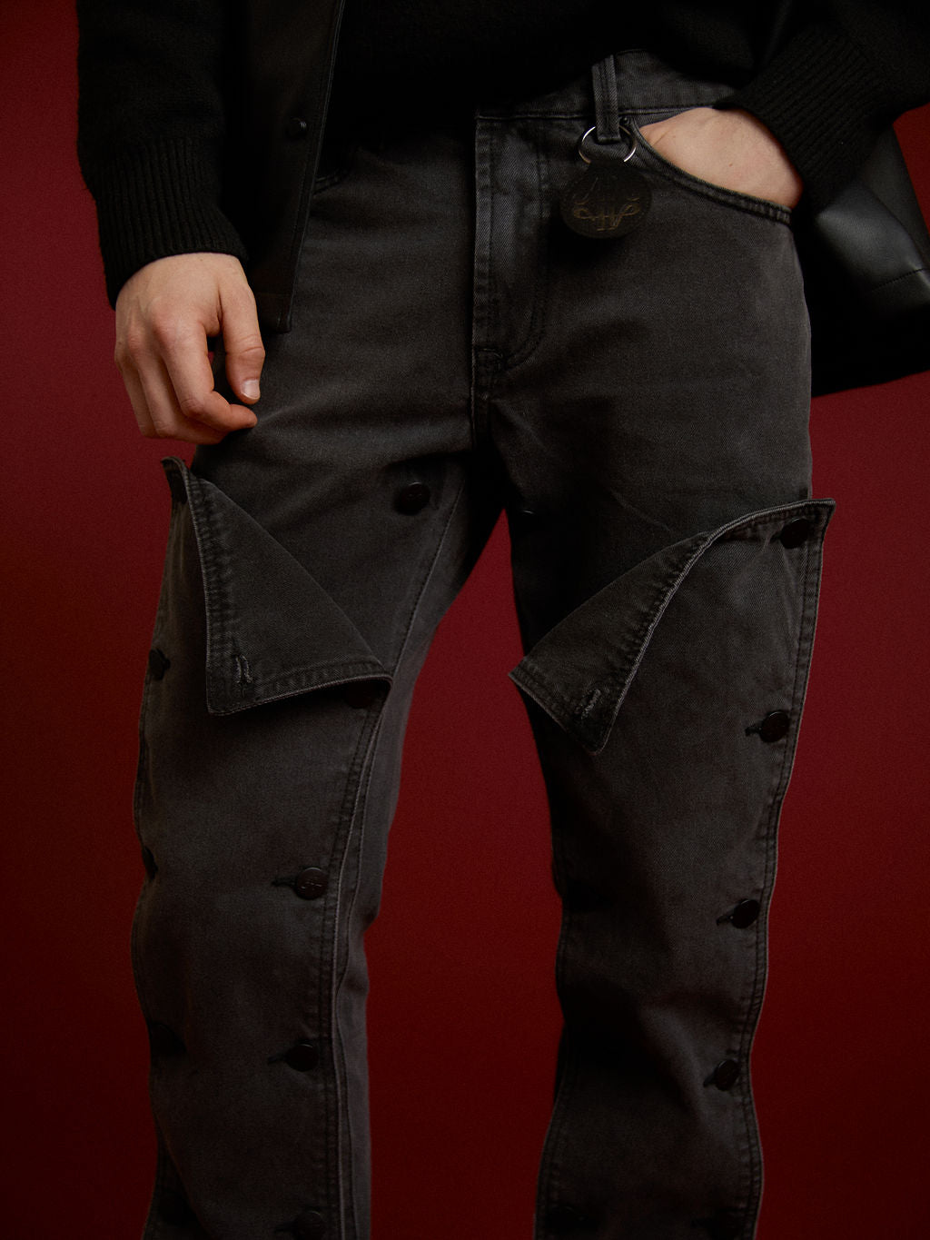 Jeans à panneaux délavés noirs Knox