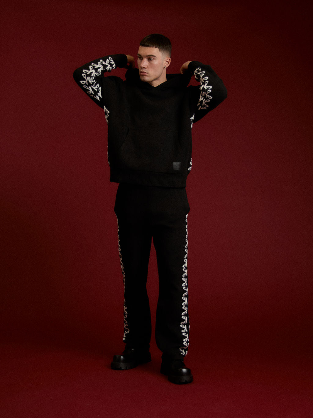 Merino Knitwear Black Hoodie