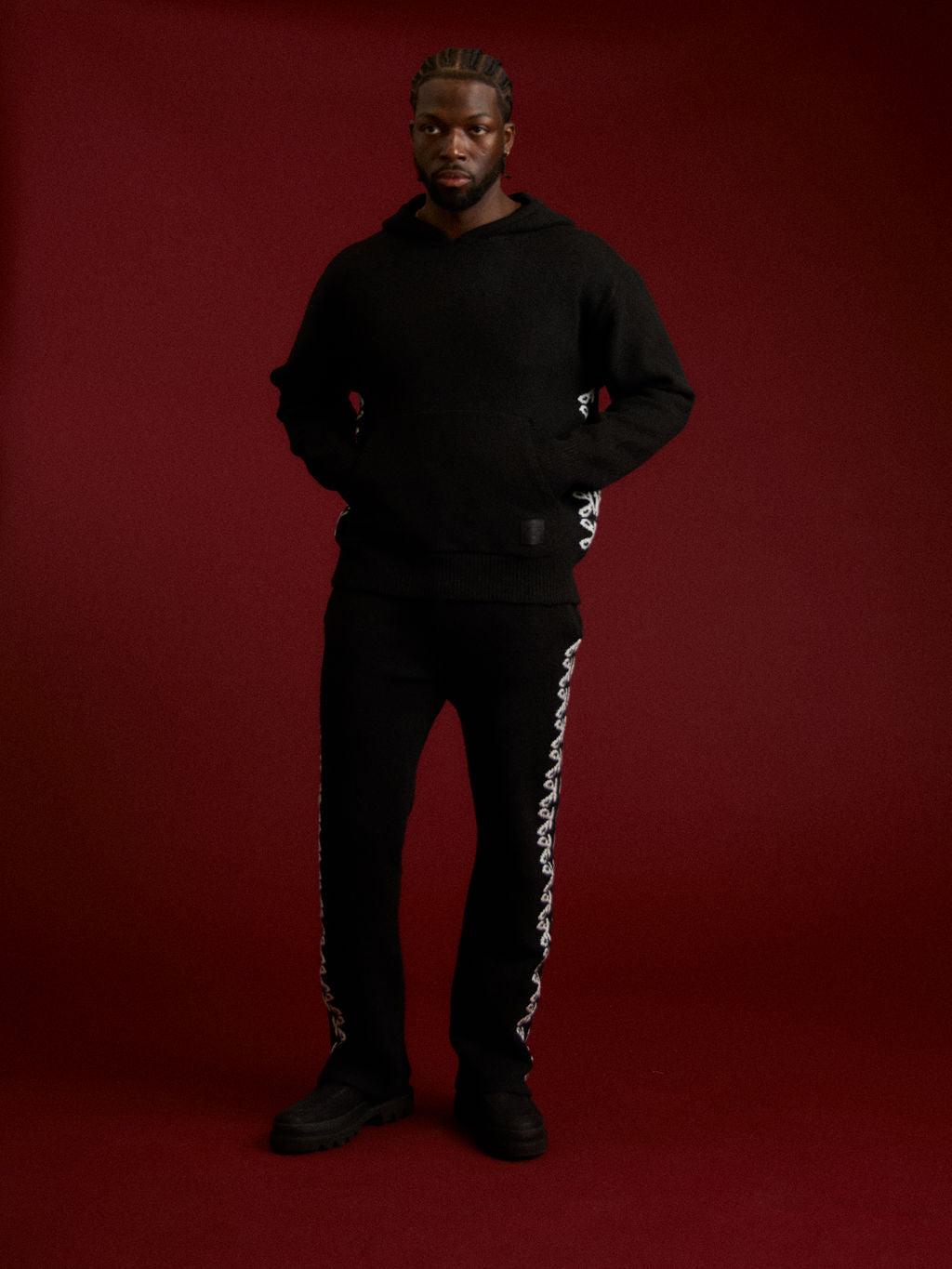 Merino Knitwear Black Hoodie