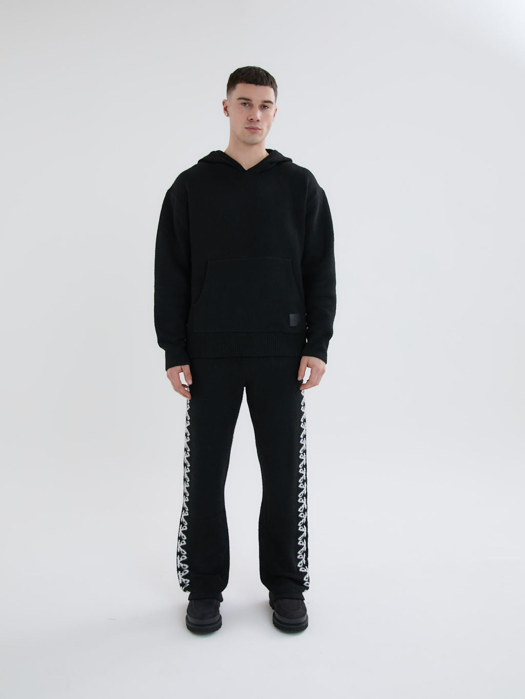 Merino Knitwear Black Hoodie