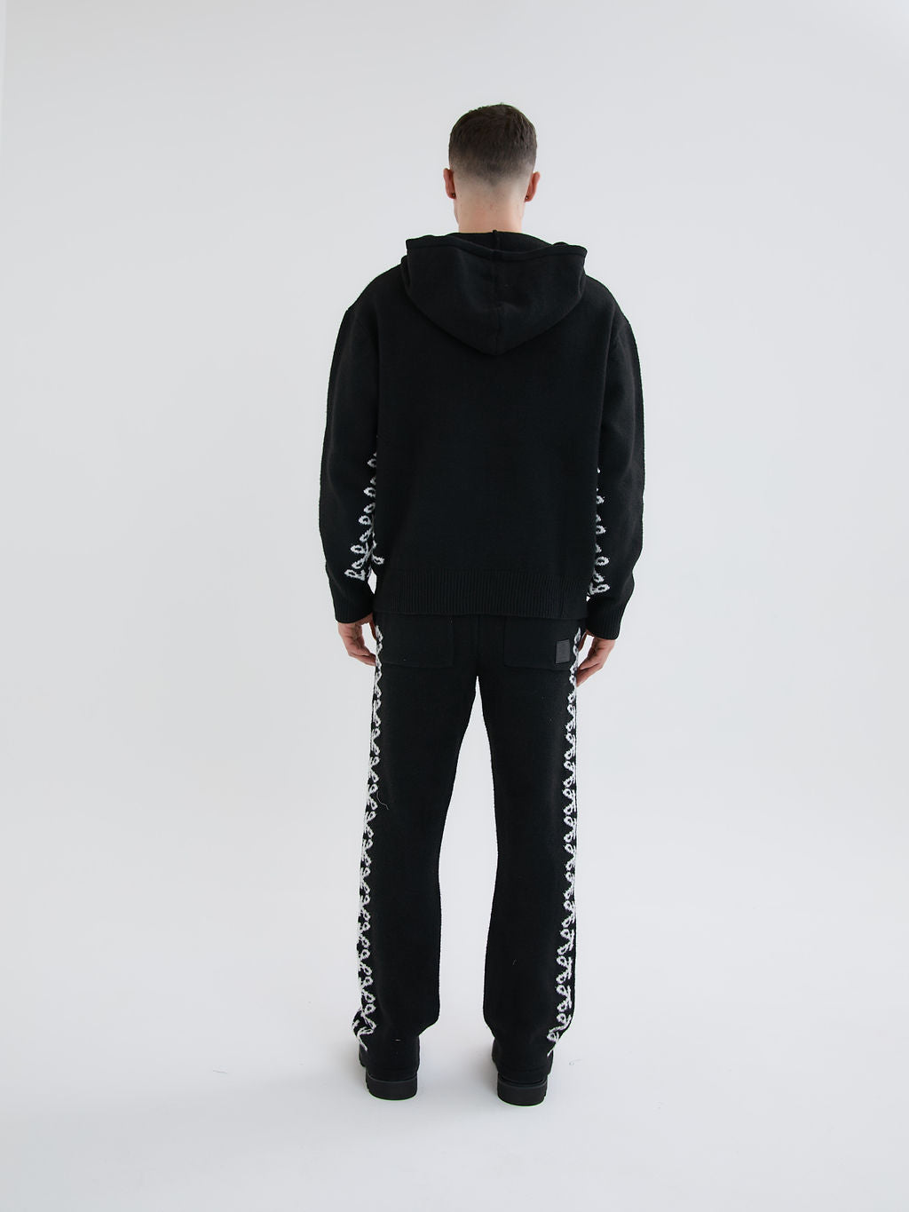 Merino Knitwear Black Hoodie