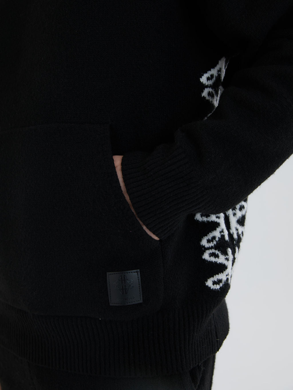 Merino Knitwear Black Hoodie