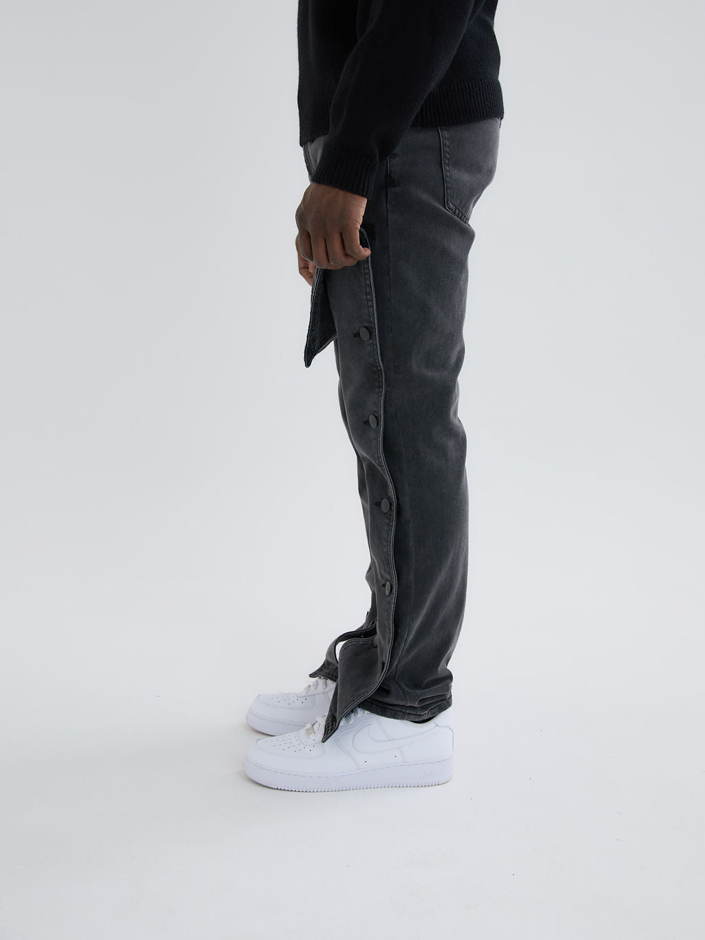Knox Zwart Gewassen Gepaneerde Jeans