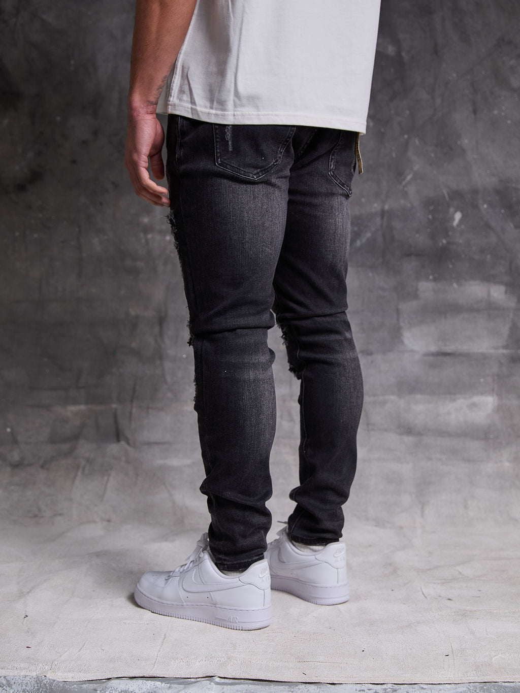 Rocco Heavy Ripped Black Skinny Jeans