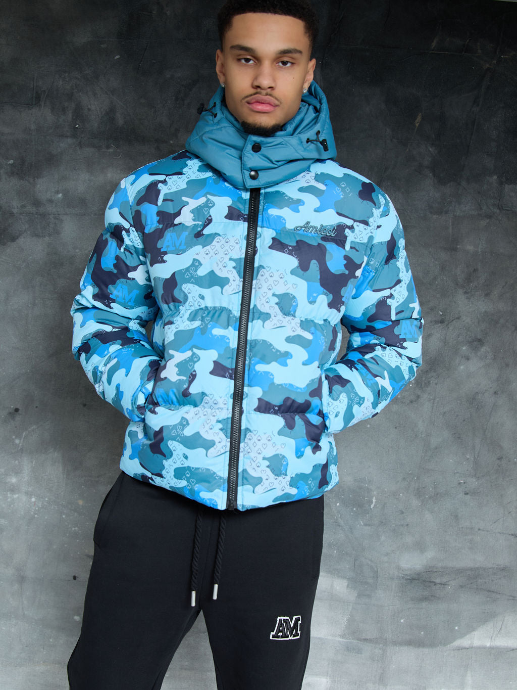 Donte Blau Camouflage Puffer Jacket