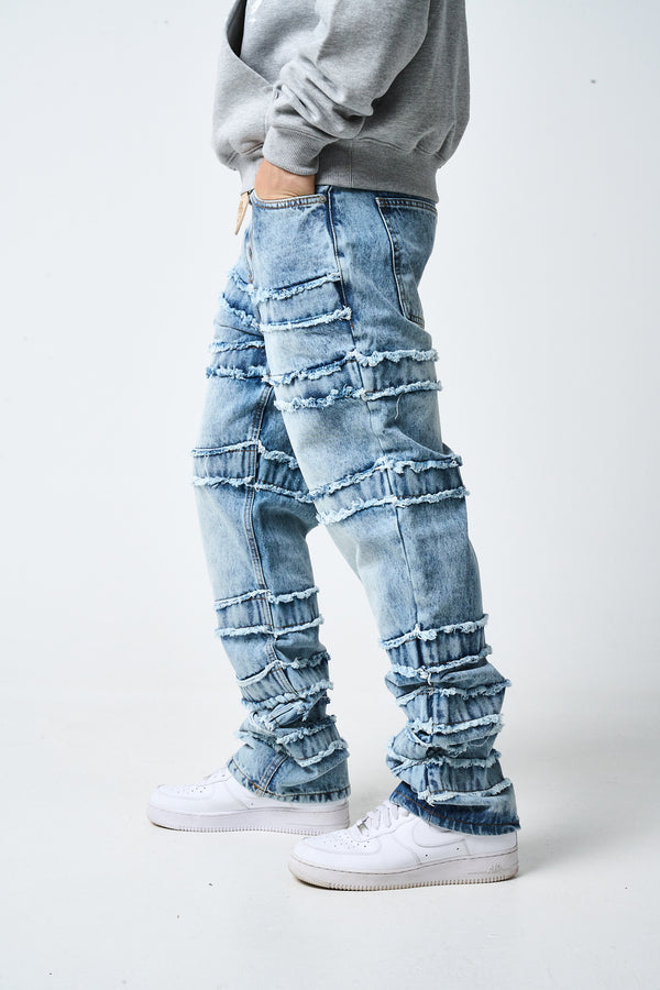 Caspian Stacked Jean Blue