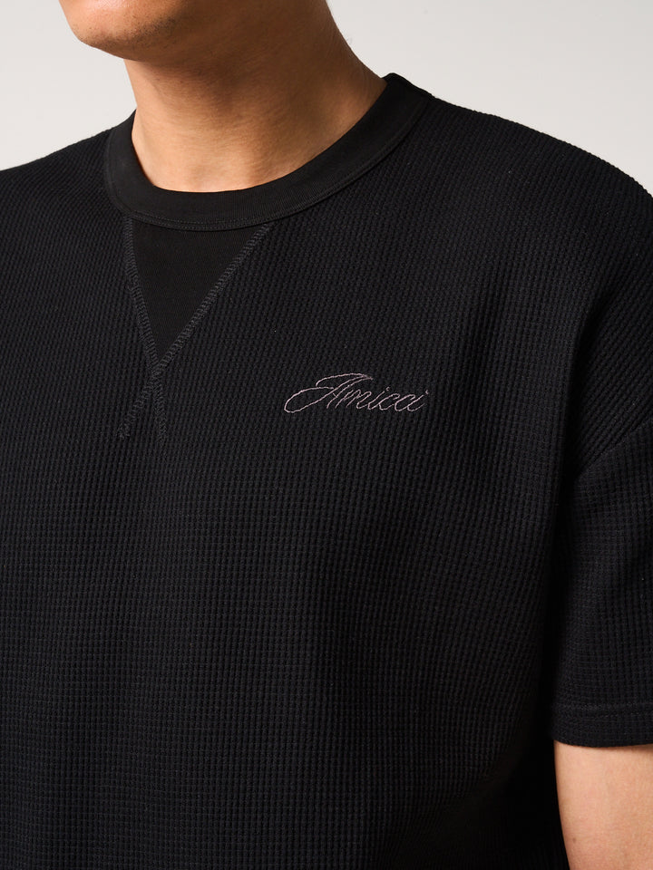 Tempest Waffle Knit T-Shirt Black