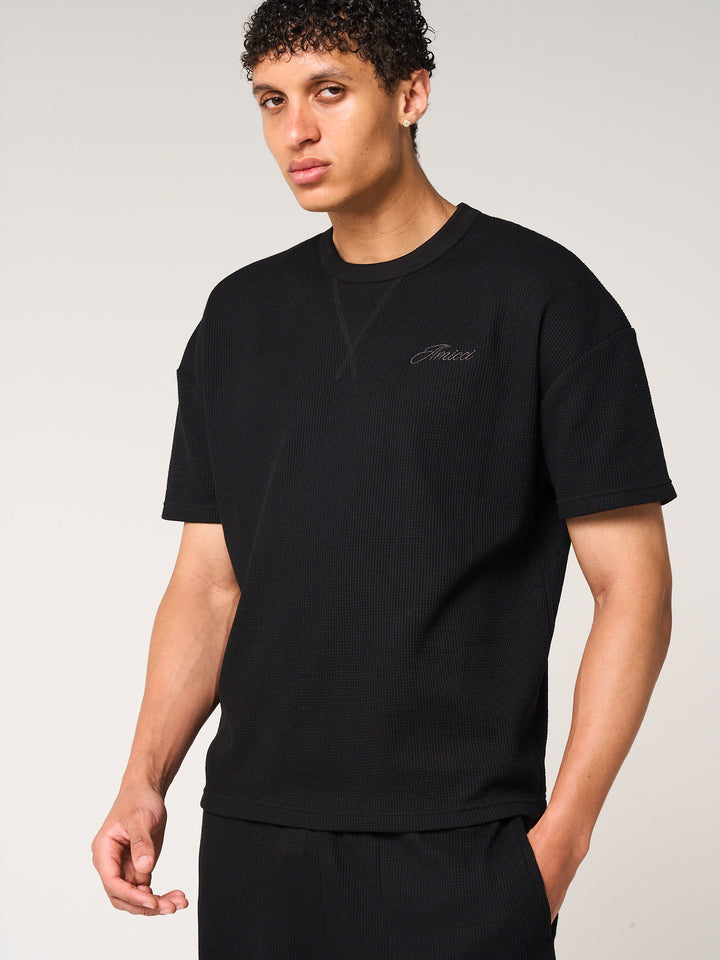Tempest Waffle Knit T-Shirt Black