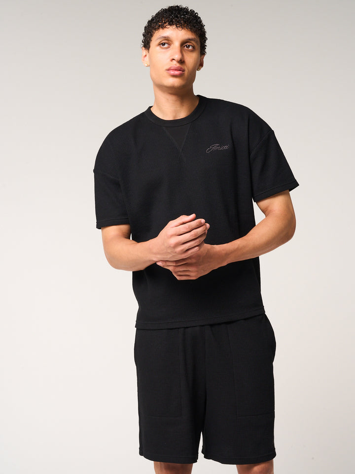 Tempest Waffle Knit T-Shirt Black