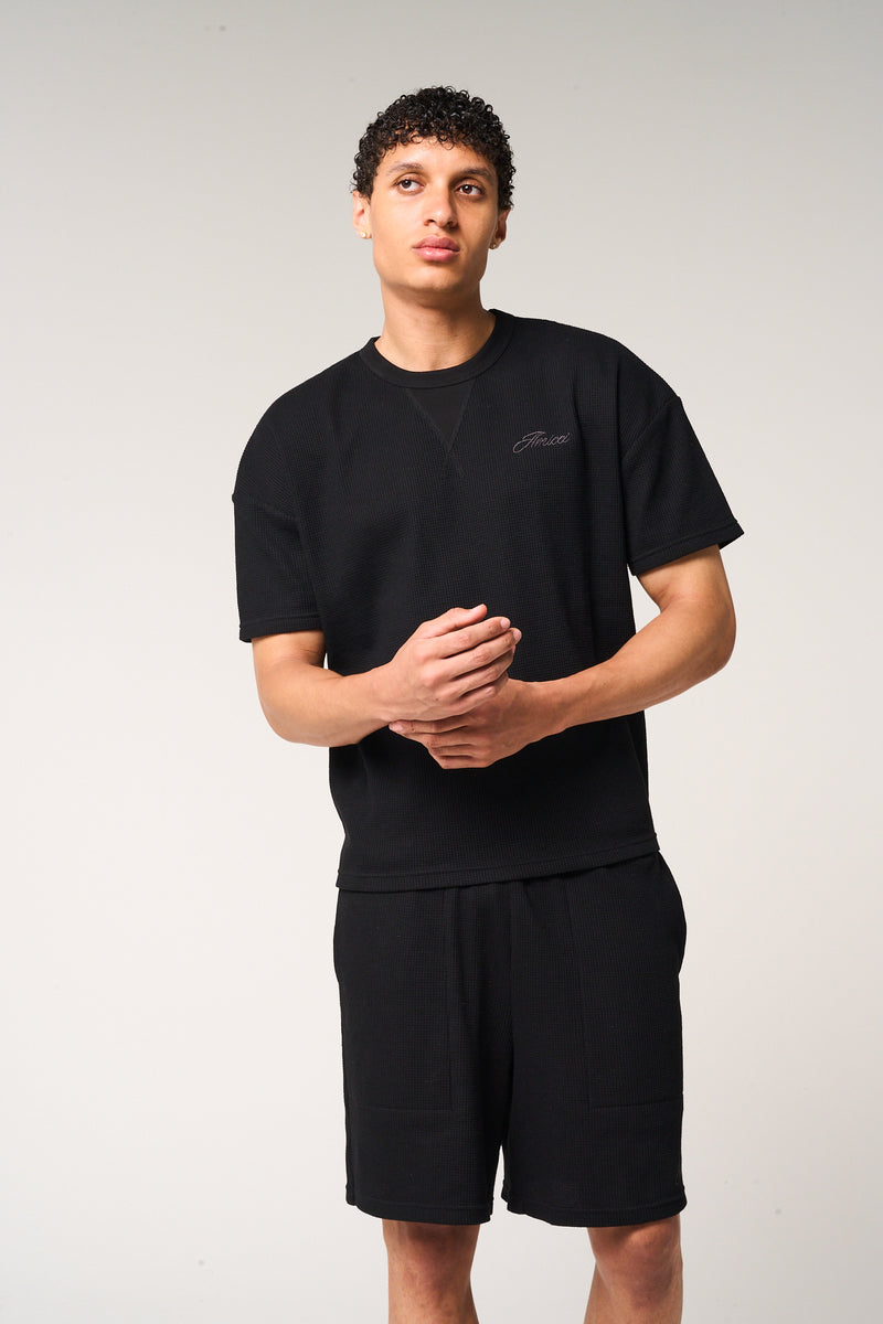 Tempest Waffle Knit T-Shirt Black