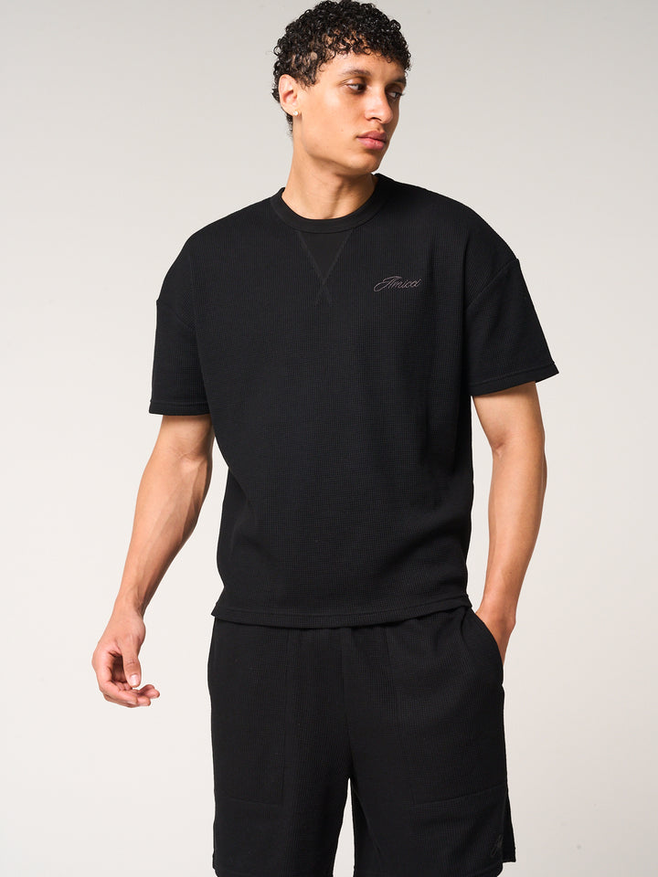 Tempest Waffle Knit T-Shirt Black