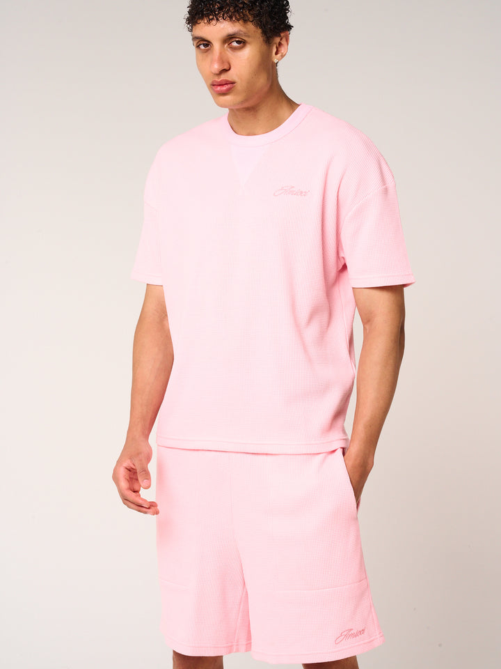 Tempest Waffle Knit T-Shirt Pink