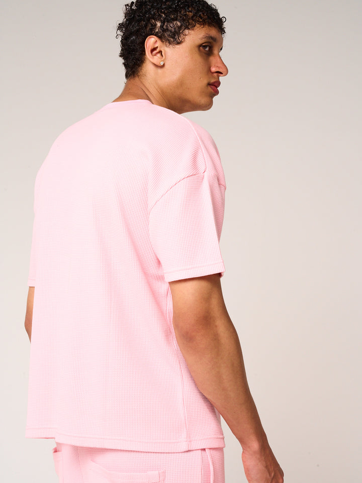 Tempest Waffle Knit T-Shirt Pink