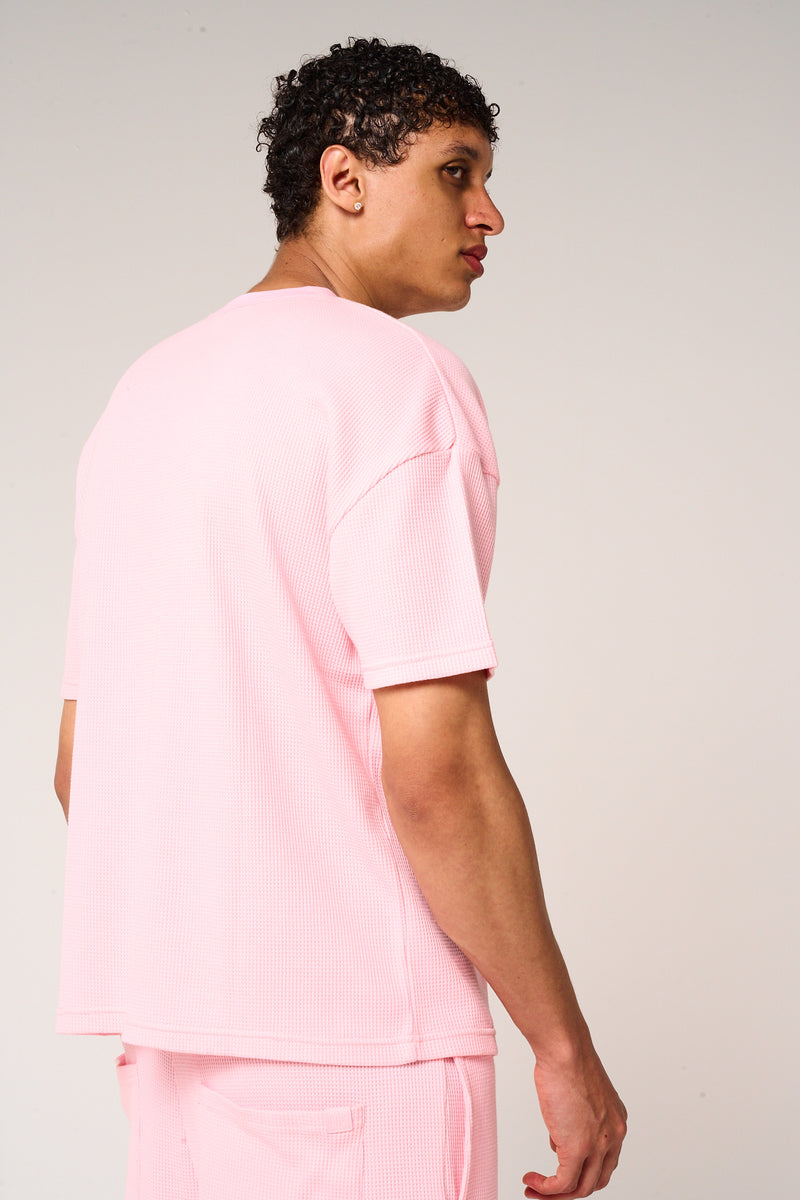 Tempest Waffle Knit T-Shirt Pink