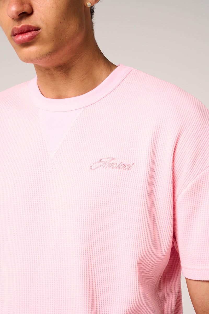 Tempest Waffle Knit T-Shirt Pink