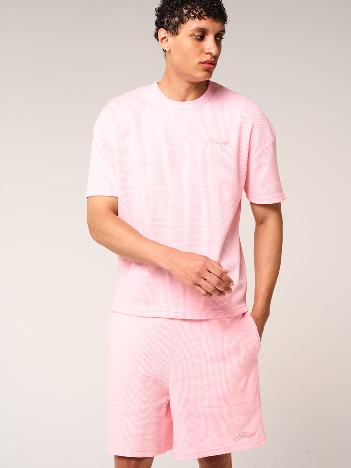Tempest Waffle Knit T-Shirt Pink
