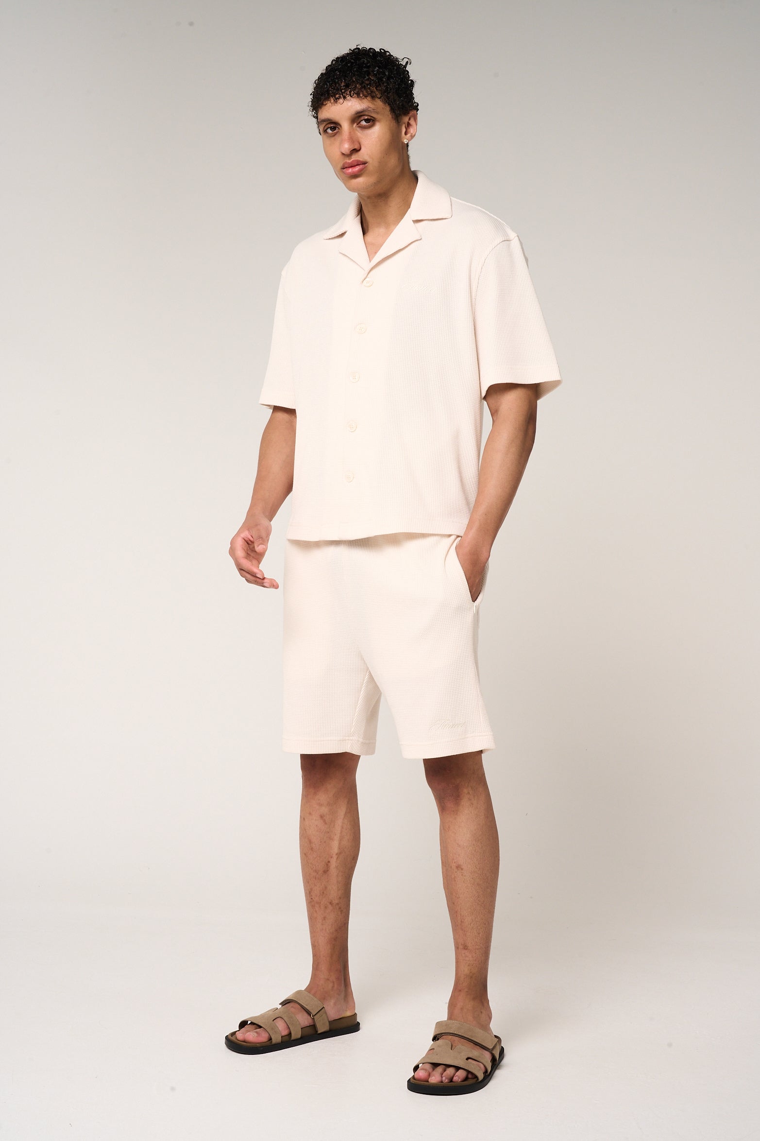 Cairo Waffle Knit Shorts Beige