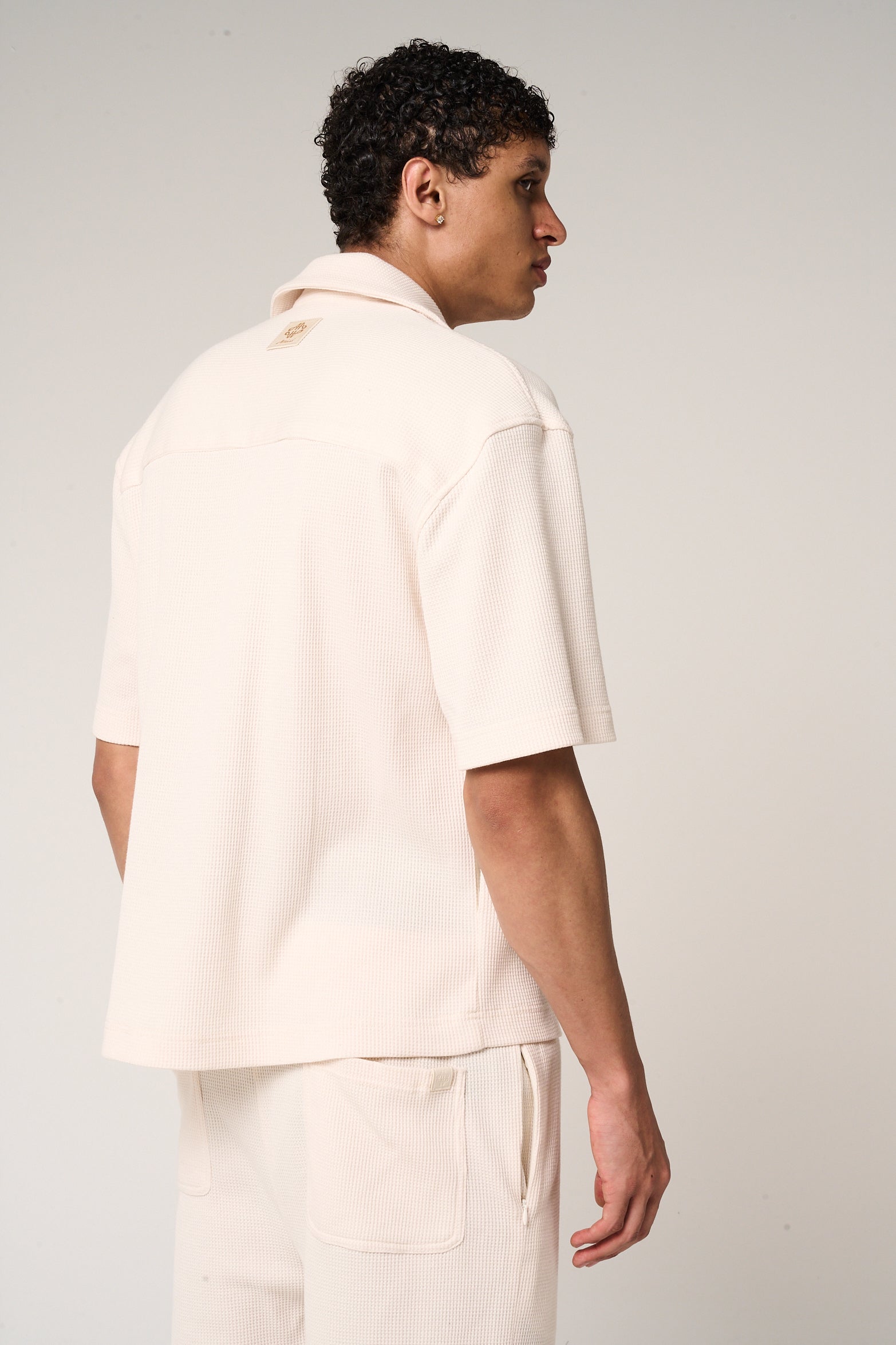 Cairo Waffle Knit Shirt Beige