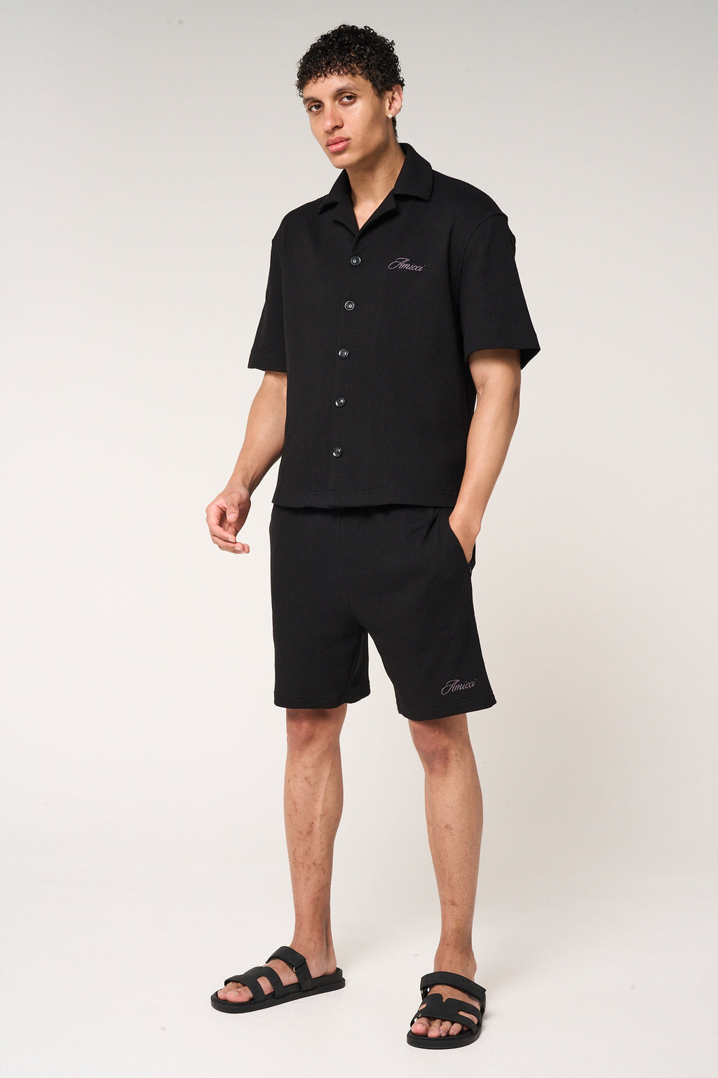Cairo Waffle Knit Shorts Black