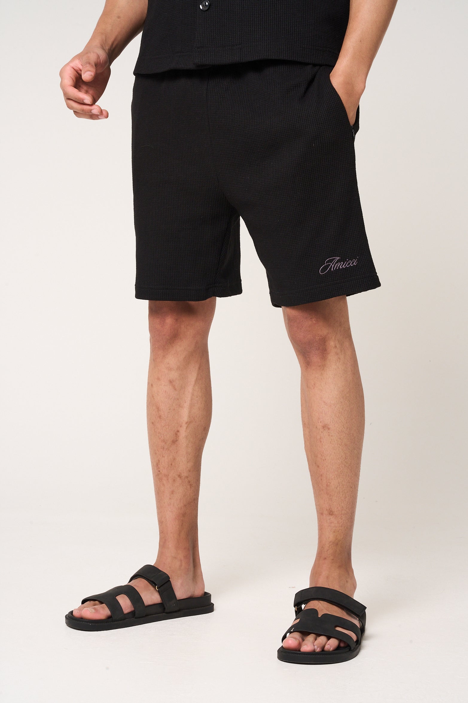 Cairo Waffle Knit Shorts Black