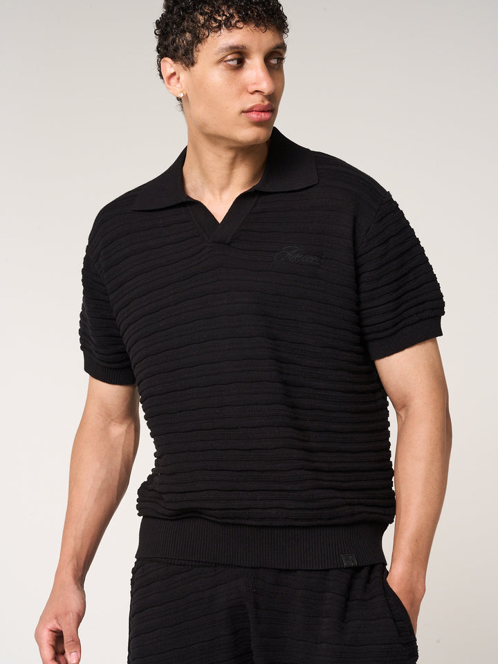 Dune Knitted Polo Black