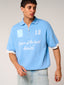 Reno Knitted Zip Polo Blue