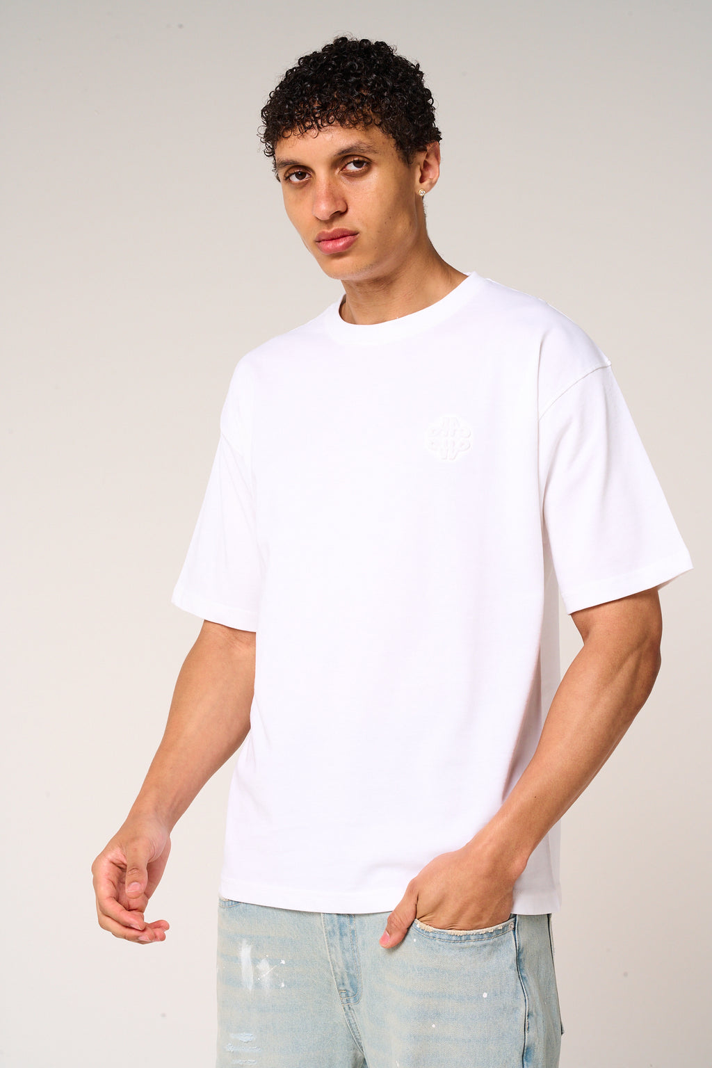 Karim Embossed Logo T Shirt White