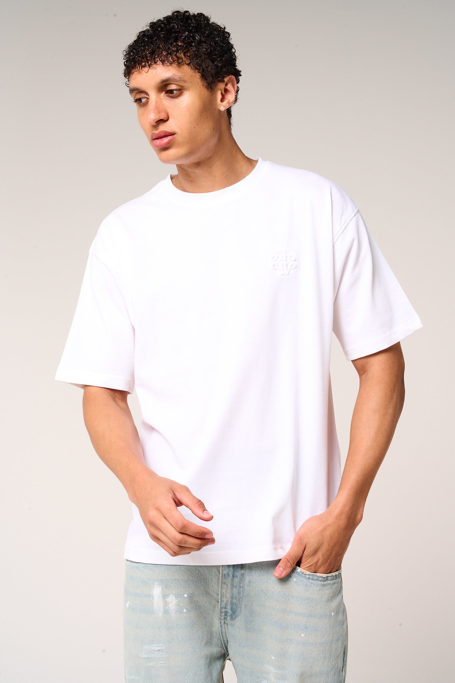 Karim Embossed Logo T Shirt White