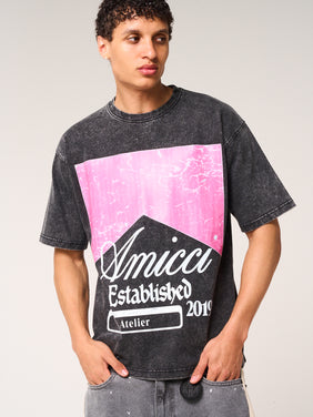 Rimini Graphic T Shirt Washed Black