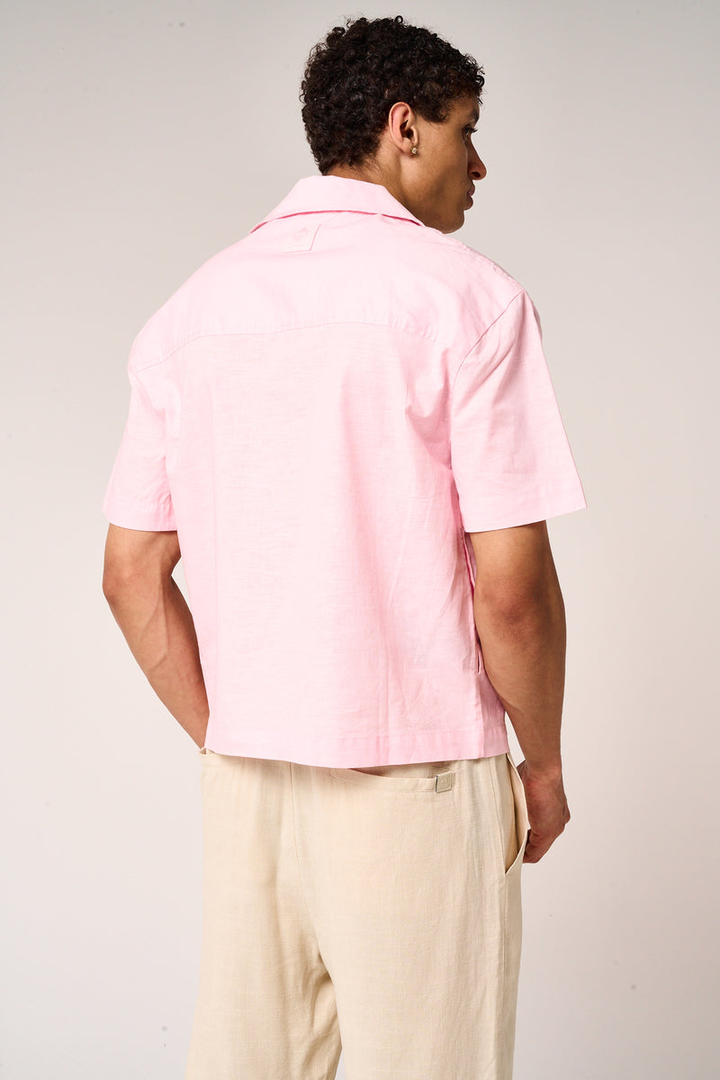 Kailani Short Sleeve Linen Shirt Pink