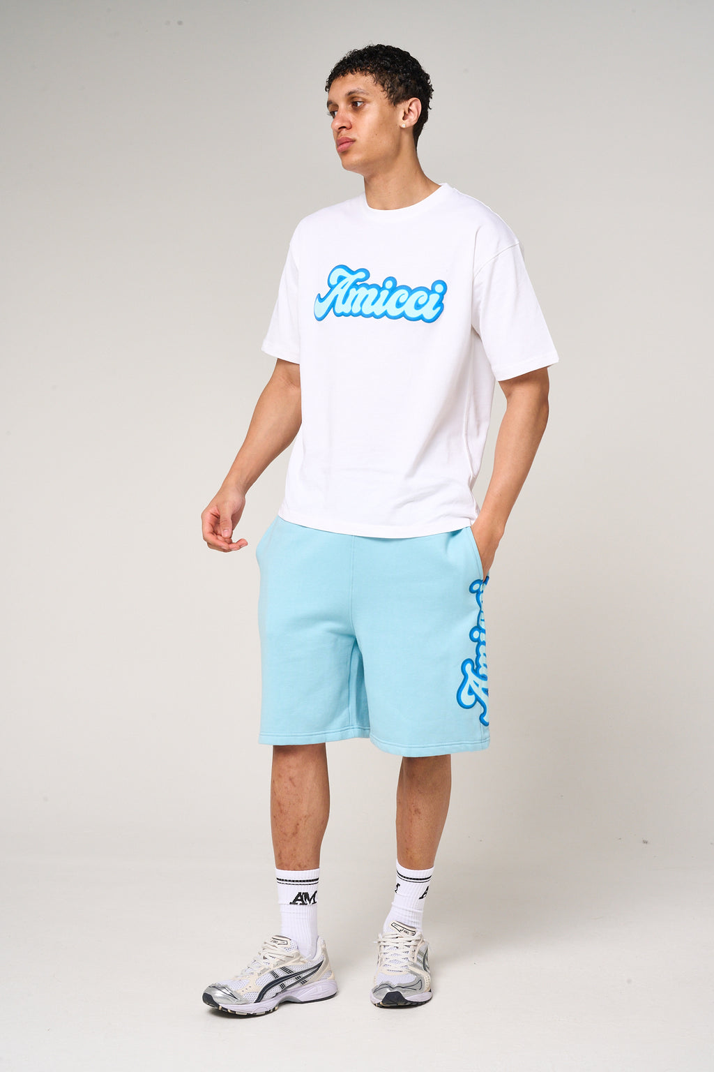 Rachid Logo Print T Shirt Blue