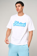 Rachid Logo Print T Shirt Blue