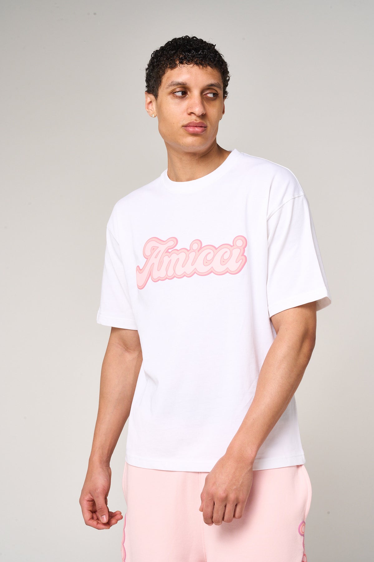 Rachid Logo Printed T Shirt Pink