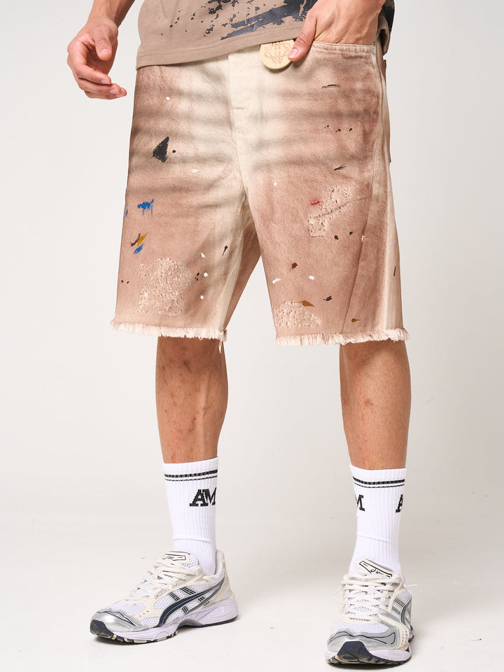 Abasalo Beige Denim Shorts