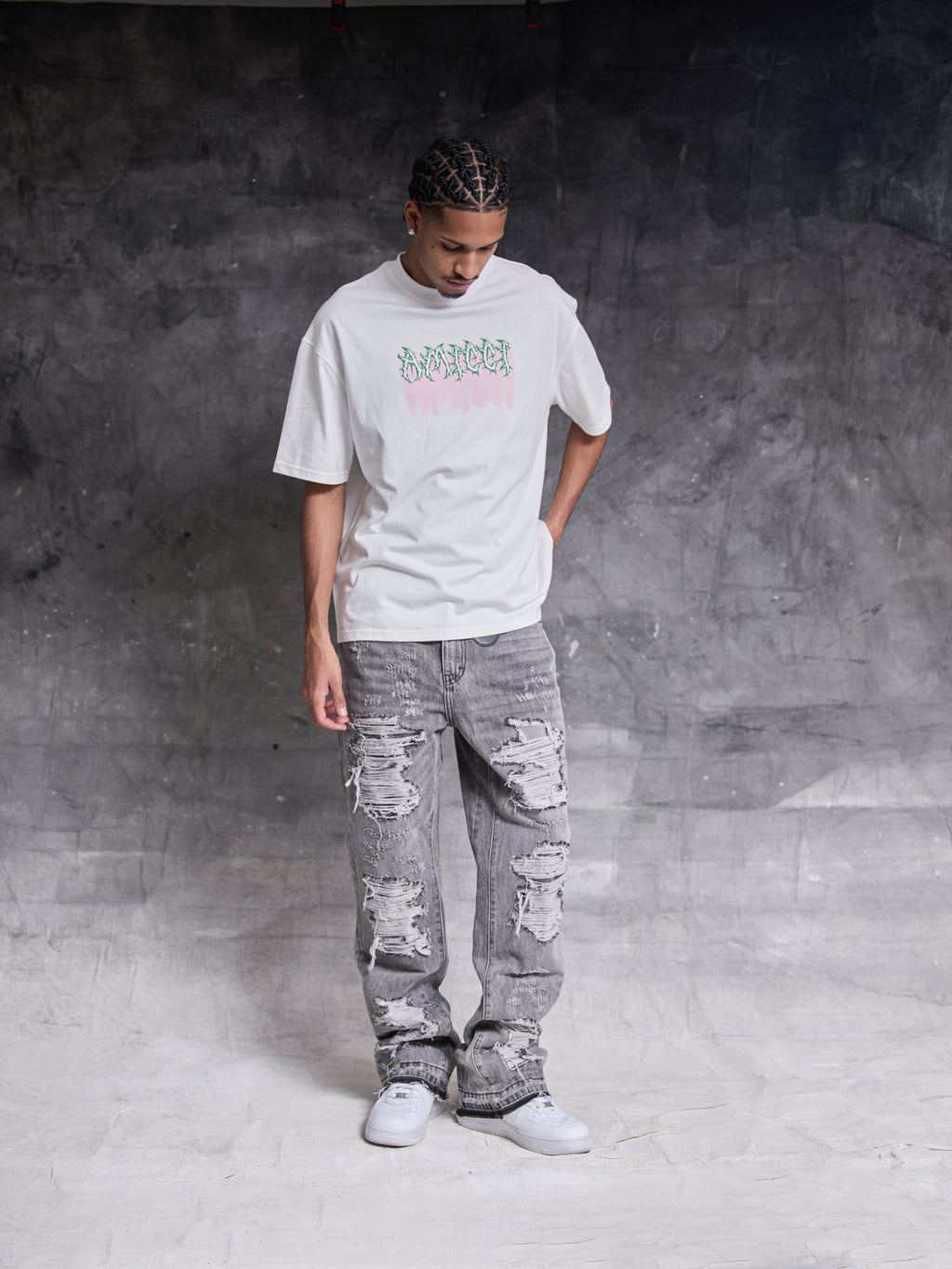 Jean en denim lavé gris Sarrona