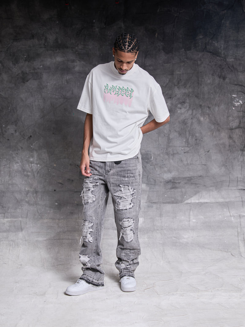 Jean en denim lavé gris Sarrona